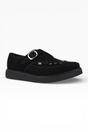 Black TUK Footwear Black Pointed Creeper Suede Monk Buckle Shoes, Image 2 of 8