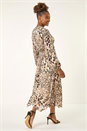Natural  Animal Print Twist Front Dress, Image 3 of 5