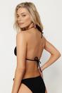 Black Triangle Textured Halterneck Bikini Top, Image 4 of 4