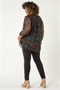 Blue Curve Tie Neck Metallic Top, Image 3 of 5