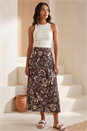Chocolate Paisley Swirl Print Midi Skirt, Image 1 of 4