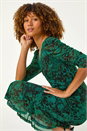 Green Printed Mesh Midi Dress, Image 1 of 5