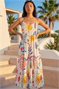 Ivory  Petite Print Strappy Button Front Dress, Image 2 of 4