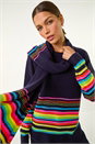 Multi Border Stripe Scarf Knit Jumper, Image 1 of 5