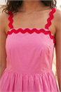 Pink Contrast Ric Rac Midi Dress, Image 4 of 4