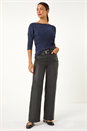 Midnight Blue Sparkly Ribbed Batwing Knit Jumper, Image 6 of 6