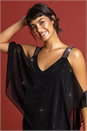 Black Diamante Embellished Chiffon Dress, Image 4 of 5