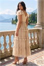 Ivory  Polka Dot Frill Mesh Maxi Dress, Image 3 of 4