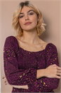 Plum Shirred Peplum Animal Top , Image 4 of 5