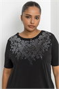 Silver Curve Shimmer Bead Embellished T-Shirt, Image 4 of 4