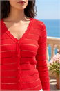 Red Dusk Scallop Edge Cardigan, Image 4 of 4