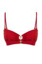 Red Ruched Bandeau Bikini Top with Ring Detail, Image 4 of 5