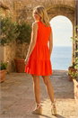 ORANGE Cotton Tiered Stretch Dress, Image 3 of 4