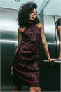 Maroon Dusk Sequin Halter Trapeze Dress, Image 6 of 7