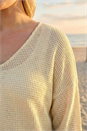 Cream  Curve Textured Knit V-Neck Tunic, Image 4 of 4