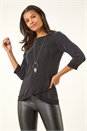 Black Necklace Trim Shimmer Top, Image 1 of 5