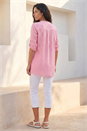 Coral Classic Stripe Button Front Top, Image 2 of 4