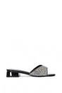 Black XY LONDON Black 'Seren' Low Heel Sandal Mules With Diamante Details, Image 1 of 6