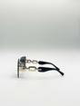Black SVNX Black Rimless Oversized Square Sunglassses, Image 5 of 5
