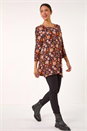 Orange Floral Print Jersey Tunic Top, Image 1 of 5