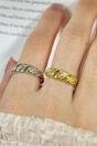 Gold Mia Gioielli Gold Sterling Silver CZ Adjustable Dome Ring, Image 2 of 3