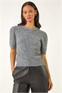 Grey Dusk Sparkly Diamante Knit Jumper, Image 4 of 5