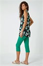 Green Sleeveless V-Neck Floral Print Smock Top, Image 3 of 5