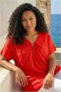Red Curve Ring Front Oversized Top, Image 1 of 4