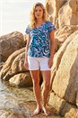 Blue Abstract Wave Print Stretch Top, Image 2 of 4