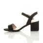 Black AJVANI Black Mid Block Heel Strappy Sandals, Image 3 of 6