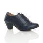 Navy Blue AJVANI Navy Blue Mid Heel Brogue Ankle Boots Shoe Boots, Image 1 of 6