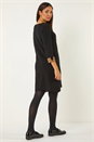 Black Contrast Sleeve Knitted Shift Dress, Image 3 of 5