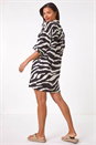 Black Zebra Print Shirt Dress, Image 3 of 5
