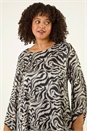 Grey Curve Abstract Print Tunic Top, Image 4 of 5