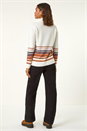 Ivory  Border Stripe Scarf Knit Jumper, Image 3 of 5