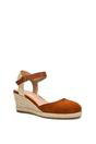 Tan XY LONDON Tan 'Joey' Closed Toe Ankle Strap Espadrille Wedge Platform Shoes, Image 2 of 6