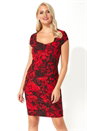 Red Snake Print Shutter Pleat Dress, Image 1 of 5