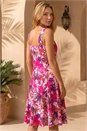 Pink Tropical Floral Panel Stretch Dress, Image 3 of 4