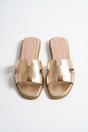 Gold iKrush Gold Aria Womens H-Strap Flat Slide Sandals, Image 2 of 8