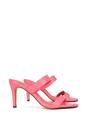 Pink 'Wolf' Round Toe Double Strap Stiletto High Heel Mule Sandals, Image 2 of 5