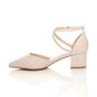 Natural AJVANI Natural Mid Block Heel Crossed Strap Pointed Toe 2 Part Heels, Image 3 of 6