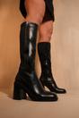 Black 'Zhuri' Mid Block Heel Knee High Boots, Image 3 of 3