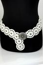 White Wide Eyelet Disc Belt, Image 1 of 2