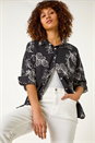 Black Embroidered Floral Cotton Shirt, Image 2 of 7