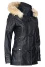 Black Lamb Leather Parka Fur Hood Jacket, Image 4 of 6