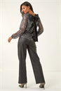 Black Sequin Satin Bow Back Top, Image 3 of 5