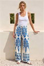 Blue Border Print Trousers, Image 2 of 4