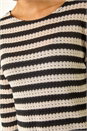 Black Crochet Knit Stripe Tunic Top, Image 5 of 5