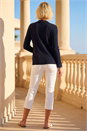Navy  Lace Trim Knit Cardigan, Image 3 of 4