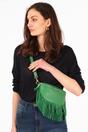 Green Fringed Half Moon Leather Crossbody Bag, Image 3 of 5